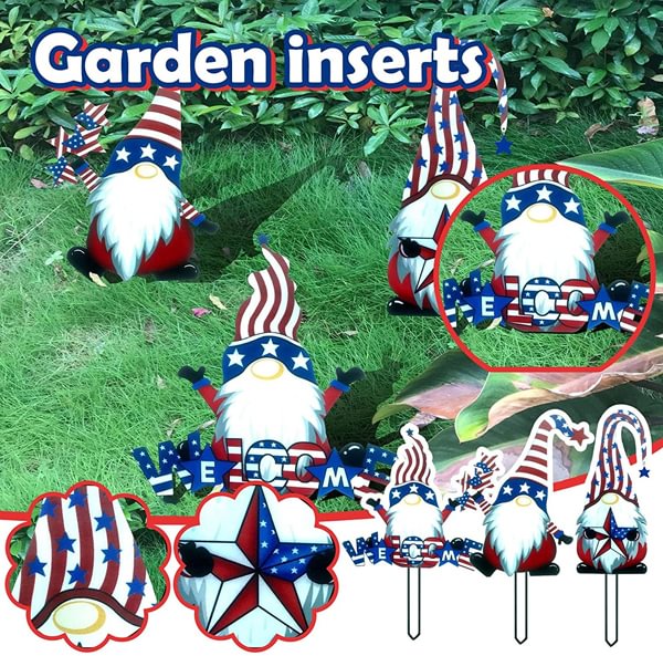 Independence Day Gnome Yard Sign Stake Outdoor Lawn Decor ...