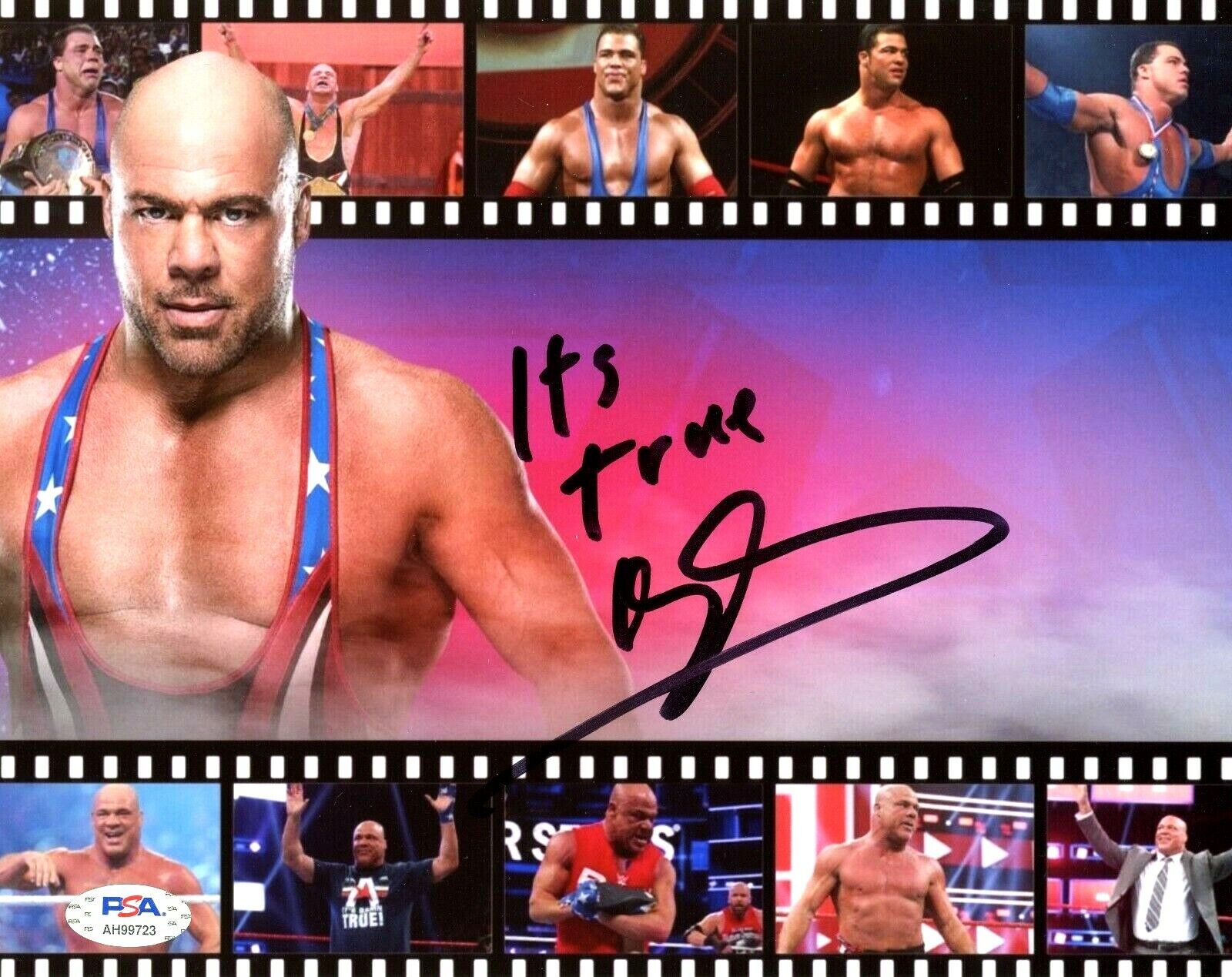 WWE KURT ANGLE HAND SIGNED AUTOGRAPHED 8X10 Photo Poster painting WITH PROOF AND PSA COA 8