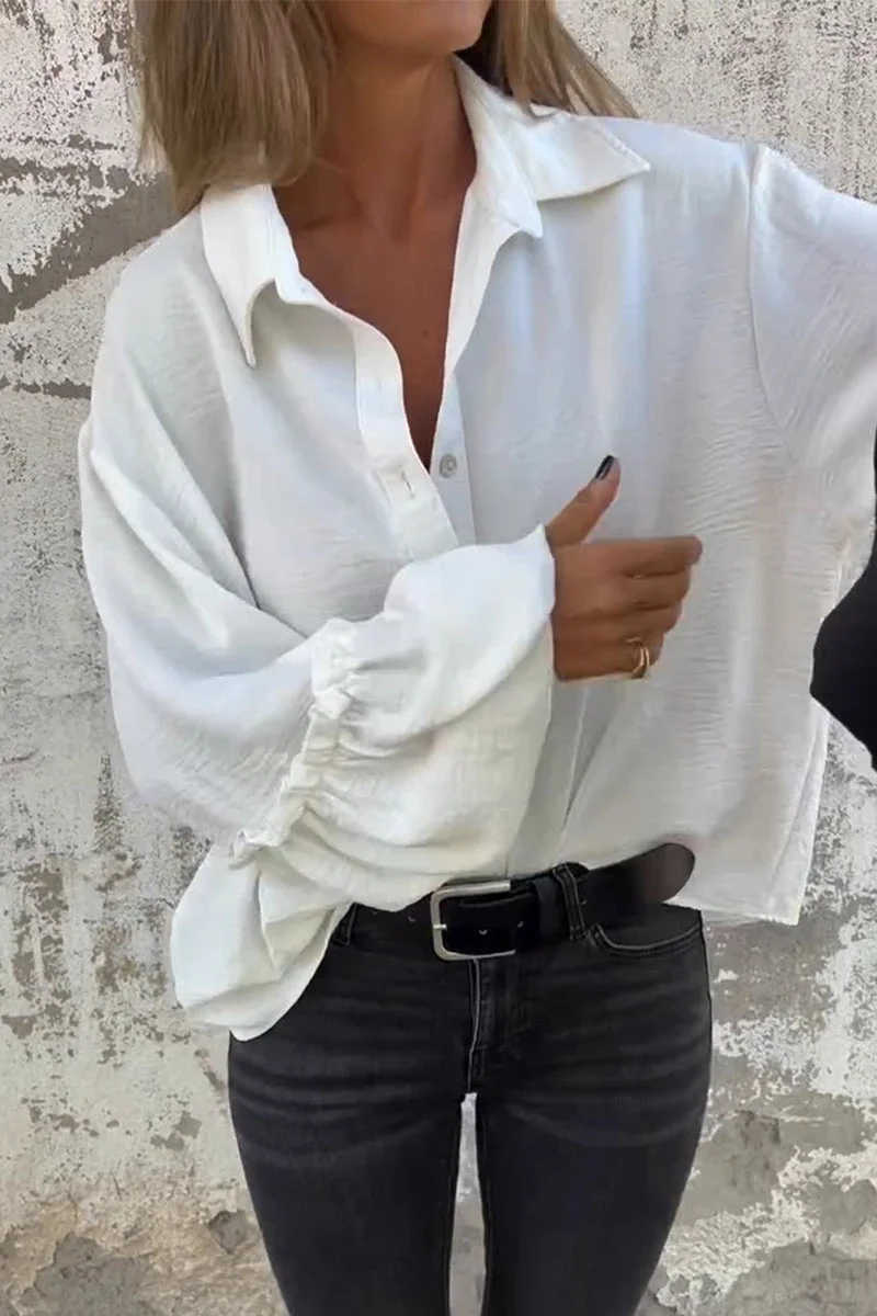 Ruffle Turndown Collar Blouses