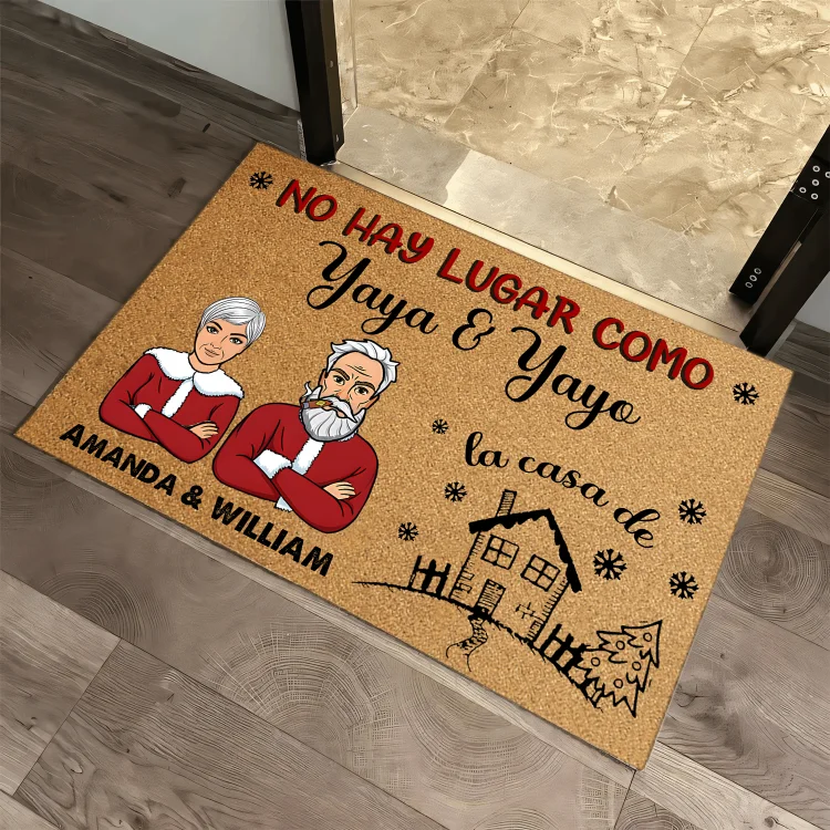 Navidad yayo y yaya-felpudo/alfombra de entrada personalizado con 2 nombres personalización de figuras
