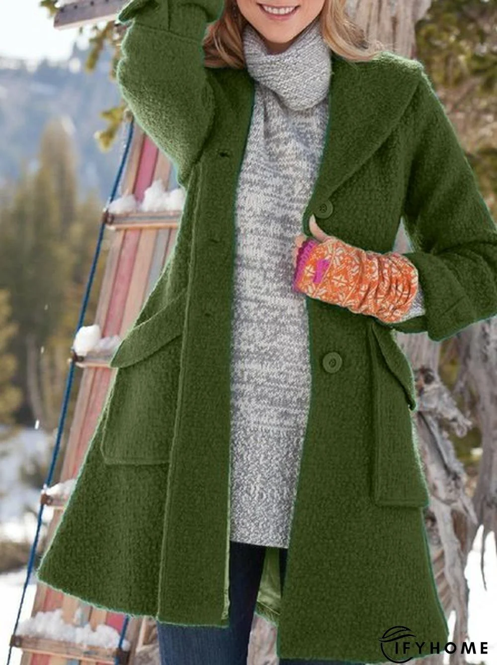 Shawl Collar Solid Vintage Long Sleeve Jacket | IFYHOME