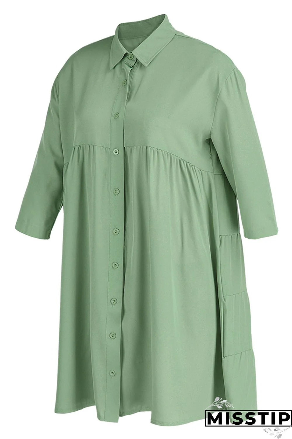 Black Casual Solid Patchwork Buckle Turndown Collar A Line Dresses