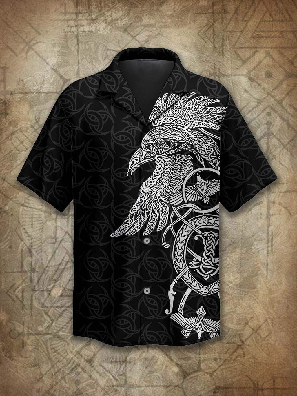 Viking Dark Raven Huginn Spirit Power Heritage Hawaiian Shirt / Rvogue / Rvogue
