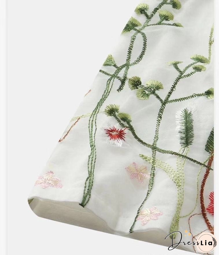 New Autumn Shirts Women's Loose Cotton Hemp Pullover Embroidered Round Neck Top Large Pullover White Shirt