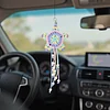 Handmade Five-Pointed Star Car Pendant with Wood Bead Crochet Bag Charm Keychain Making Supplies DIY Hand Woven Tassel Dream Catcher Ornament Cars Rearview Mirror Hanging Accessories