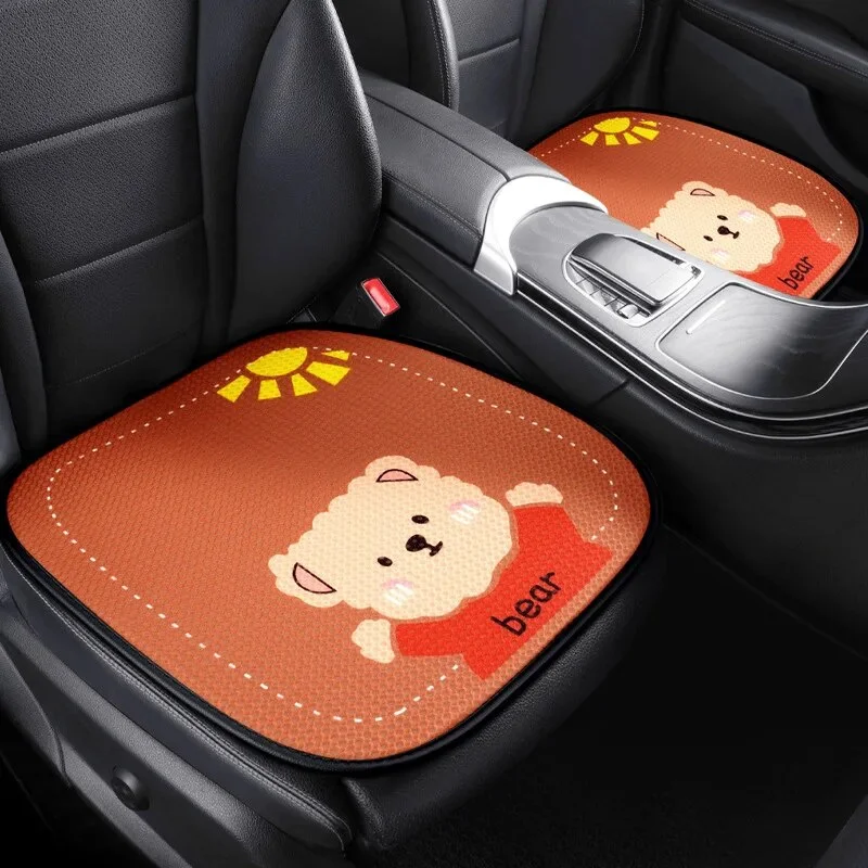 1pc Cartoon Pattern Car Cushion Cute Seat Cover Pad Breathable Auto Chair Mat Fashion Decoration Universal Four Seasons