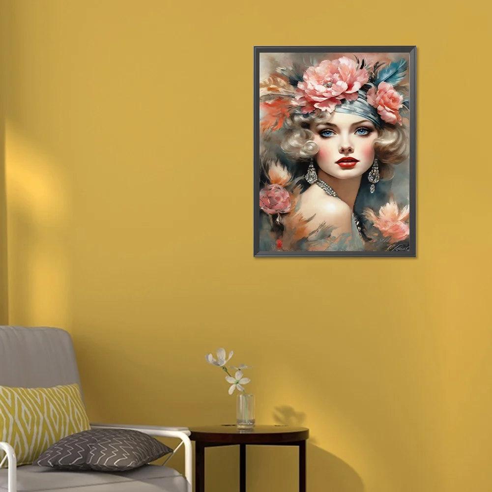 Diamond Painting - Full Round Drill - Flower Lady(Canvas|30*40cm)