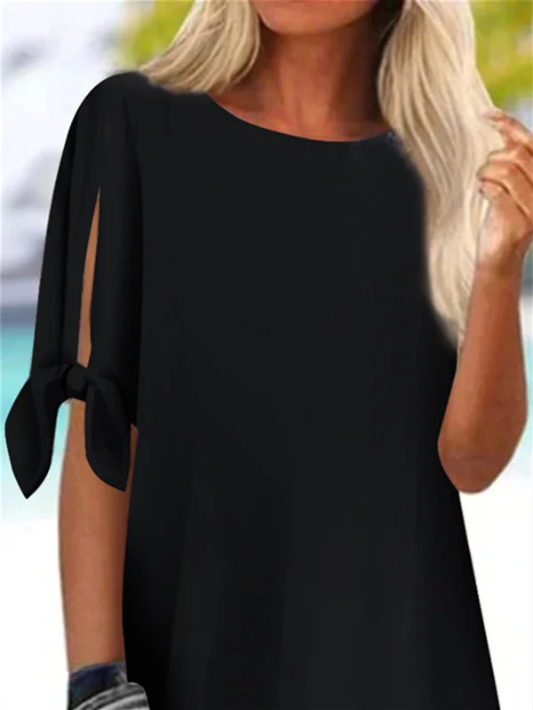 Women Half Sleeve Scoop Neck Hollow Women Tops