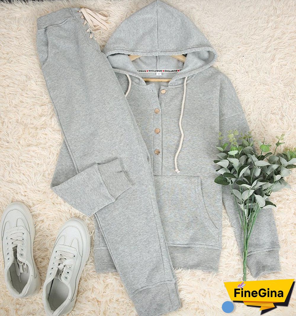Key to Our Heart Grey Hoodie and Jogger Set