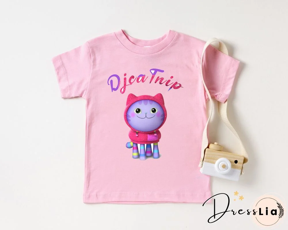 Kawaii Girls T Shirts Gabbys Doll House Cartoon Print Childrens Tshirt Summer Tee Girls Clothes White Camisole Tops