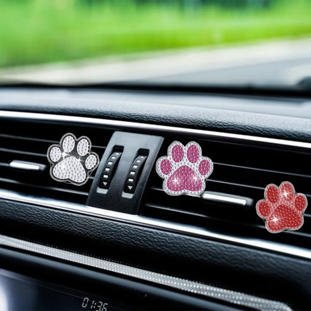6Pcs Dog Paw Diamond Painting Car Air Vent Clips Car Decor for Women Girls