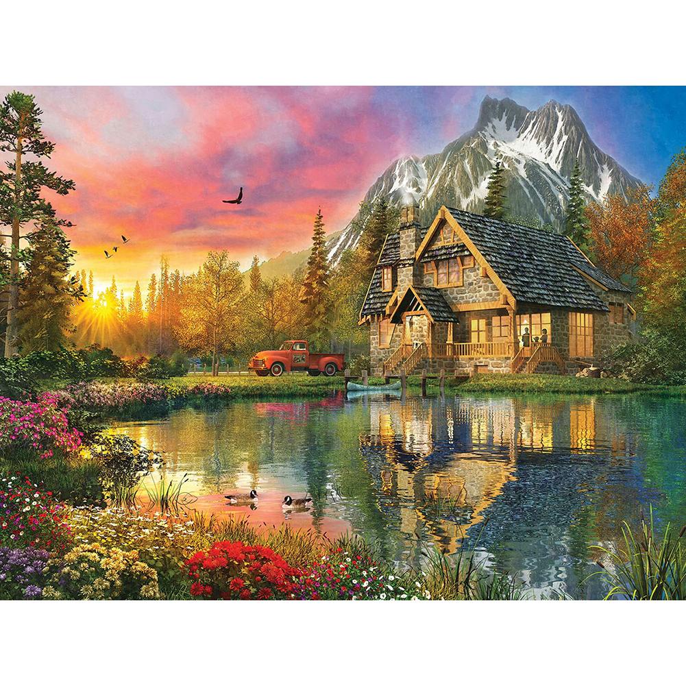 

40*30CM - Scenery - Round Drill Diamond Painting, 501 Original