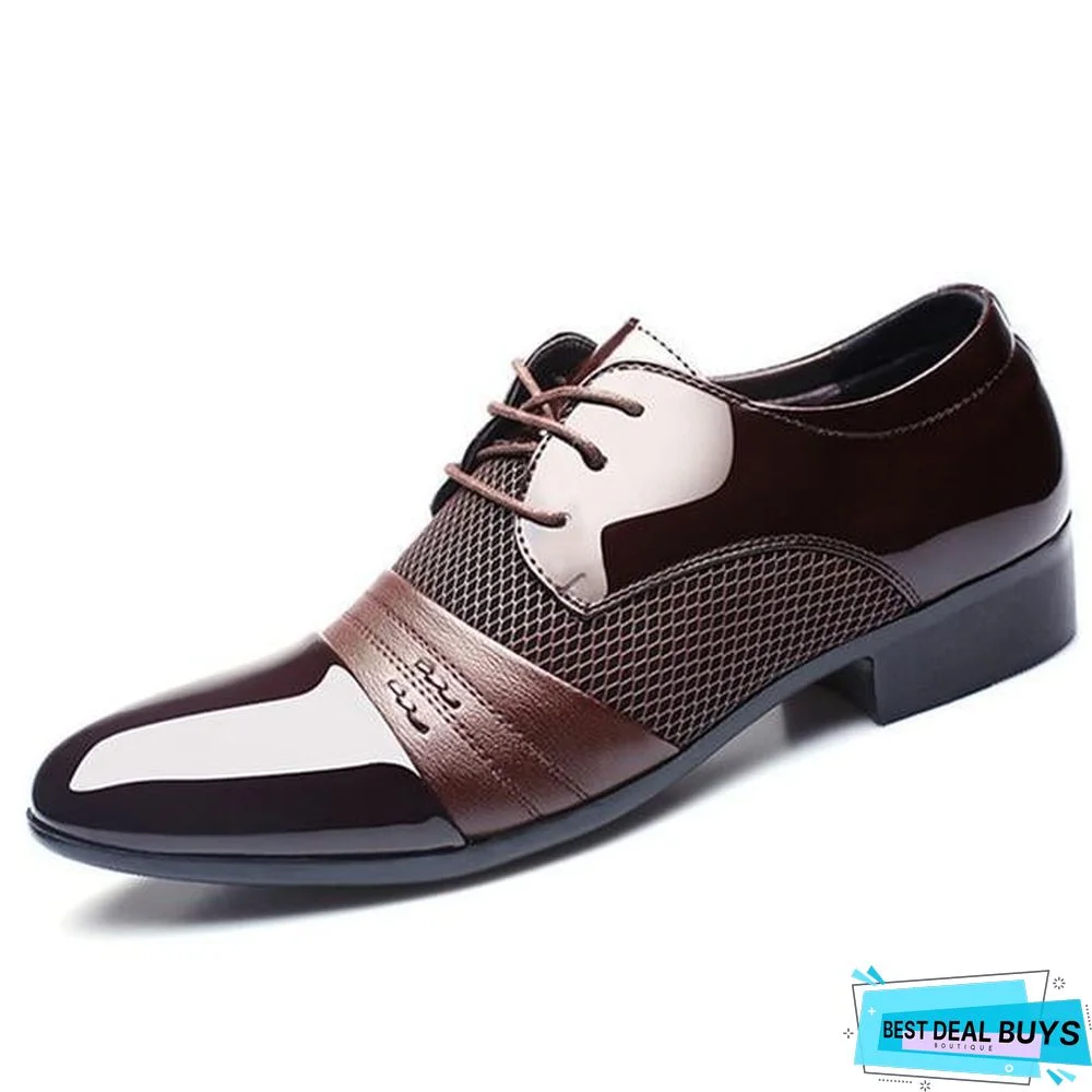 Men Leather Shoes Oxford Pu Leather Breathable Business Flat Shoes