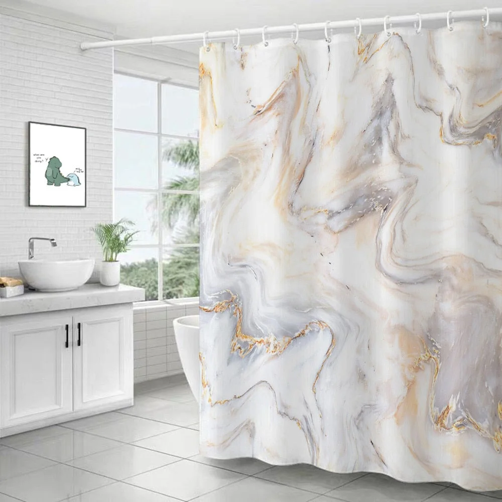 Polyester Abstract Marble Shower Curtain 3D Stripe Printing Colorful Bathroom Curtains Waterproof Fabric Bath Curtain Decor