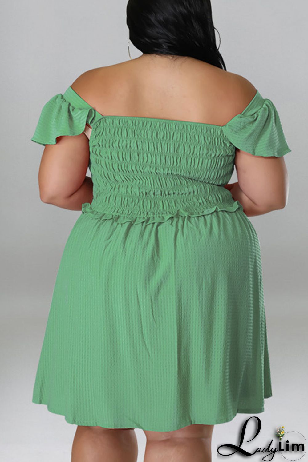 Pink Casual Sweet Solid Patchwork Fold Off the Shoulder A Line Plus Size Dresses