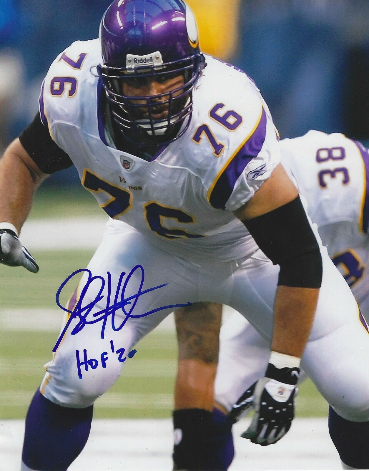 Signed 8x10 STEVE HUTCHINSON Minnesota Vikings Autographed Photo Poster painting - w/COA