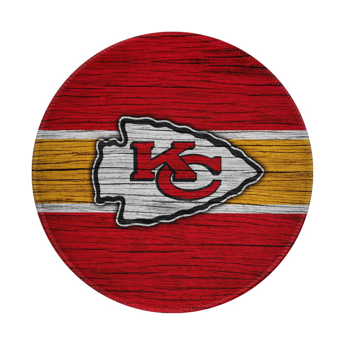 Kansas City Chiefs Wooden Texture Non-Slip Rubber Round Mouse Pad