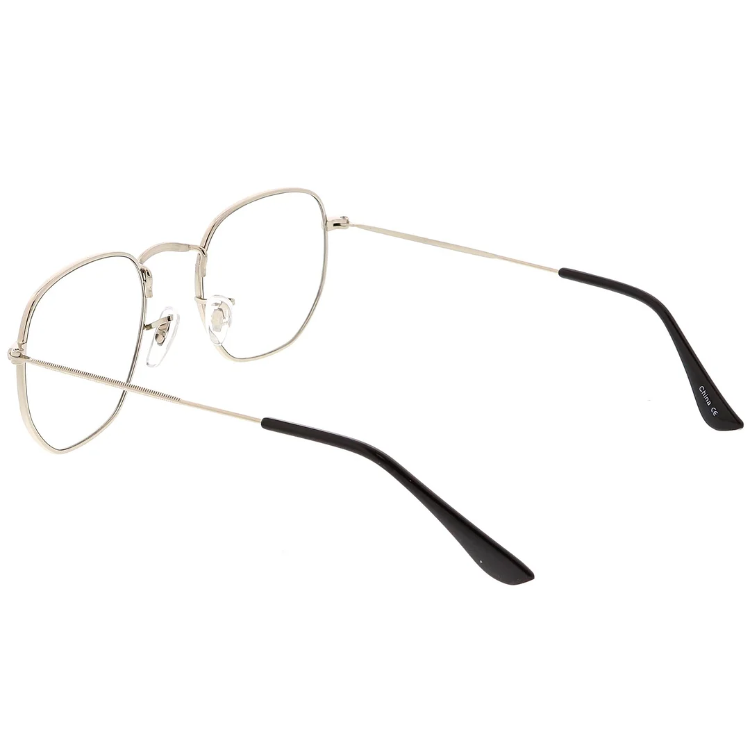 Modern Geometric Hexagonal glasses Metal Slim Arms Colored Tinted Flat Lens 51mm