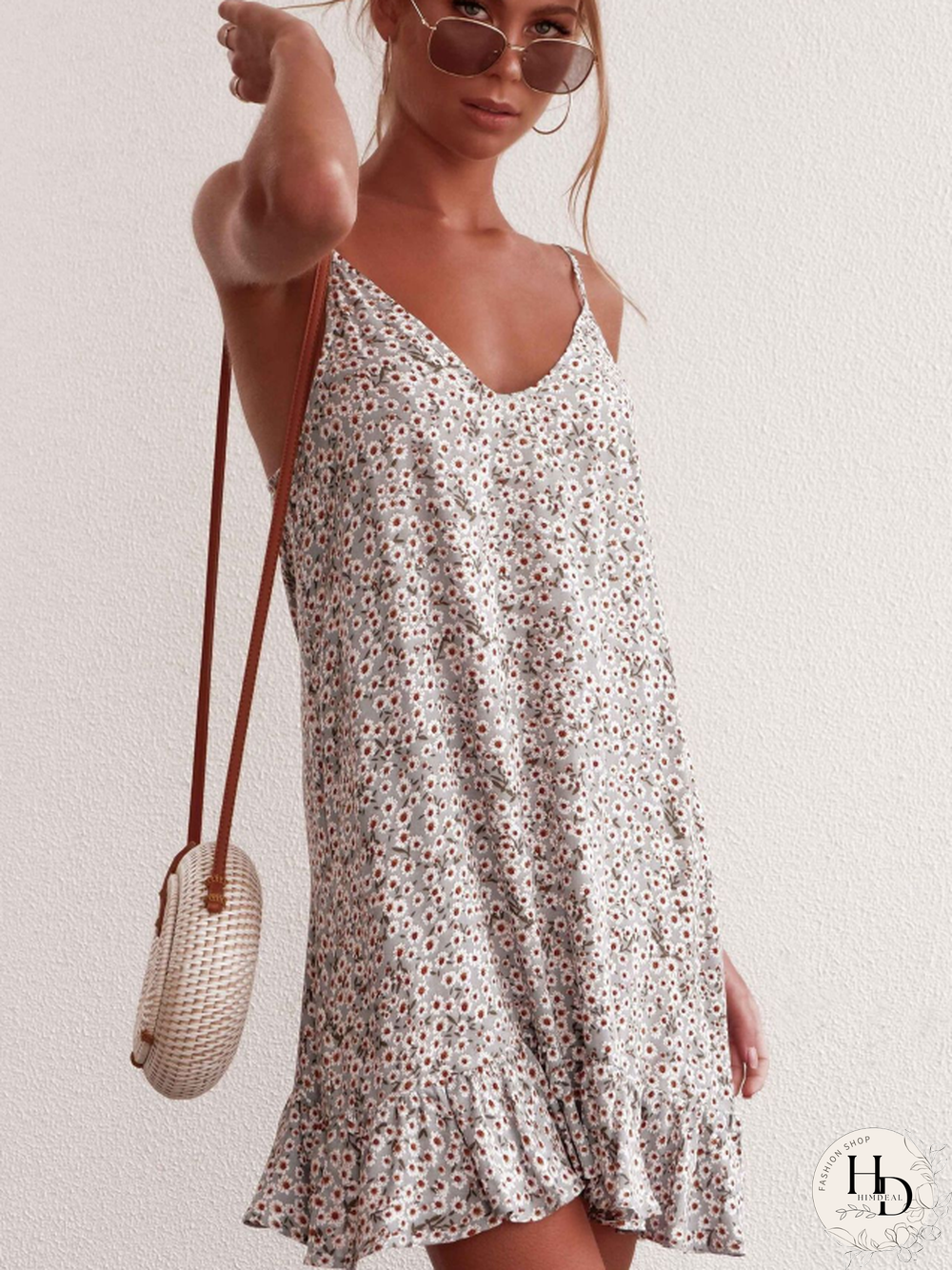 Sexy Women's Halter Top Travel Holiday Floral Print Dress