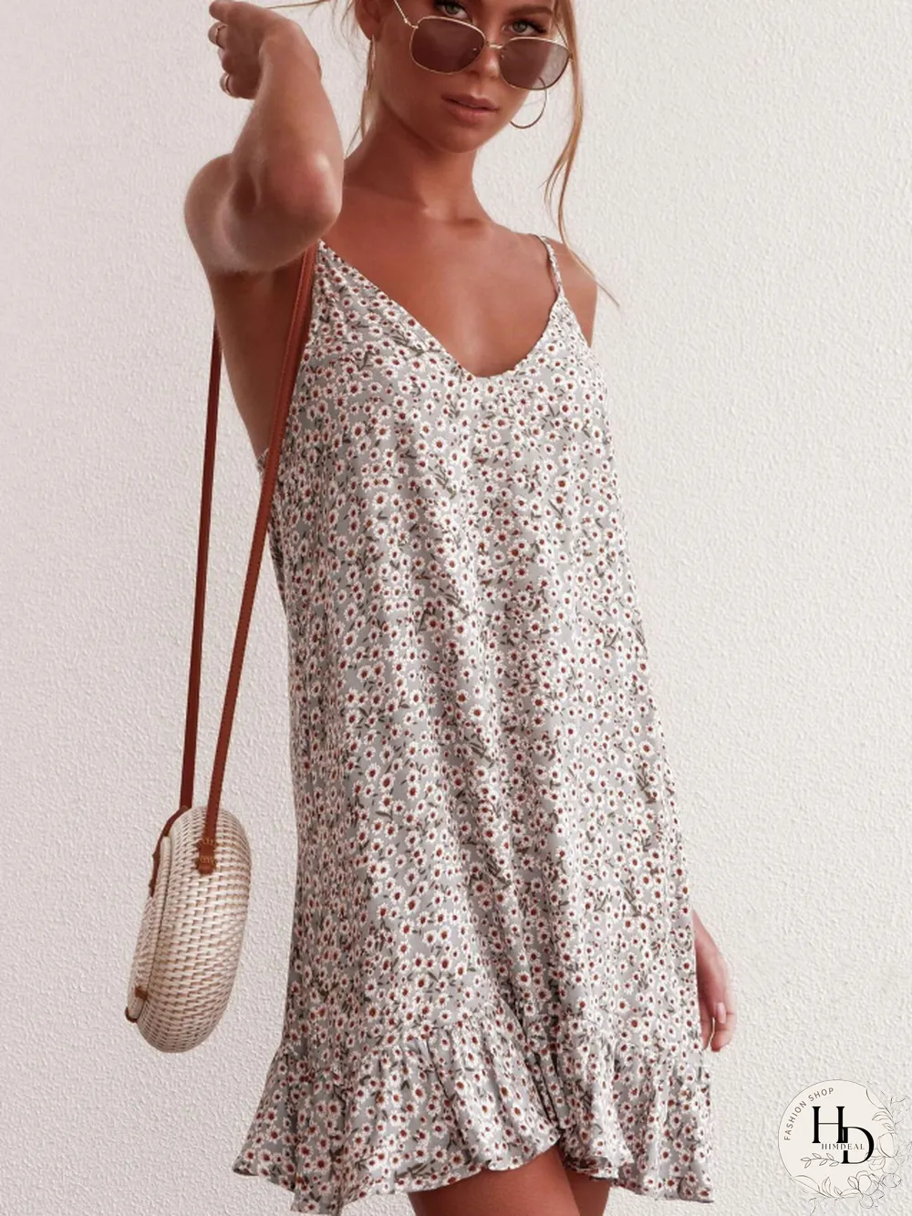 Sexy Women's Halter Top Travel Holiday Floral Print Dress