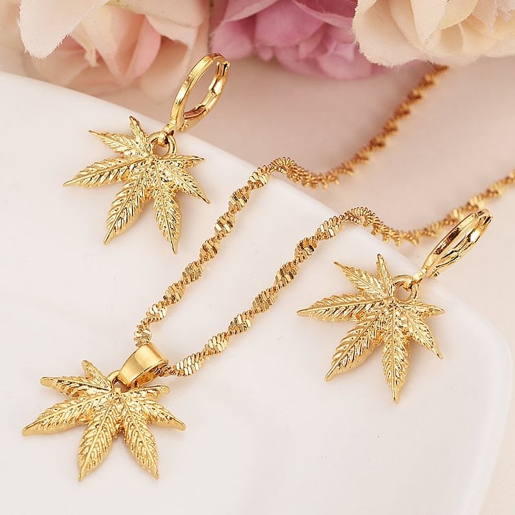24k african gold pendant Necklace Earring Set women girls  Fine Jewelry gift