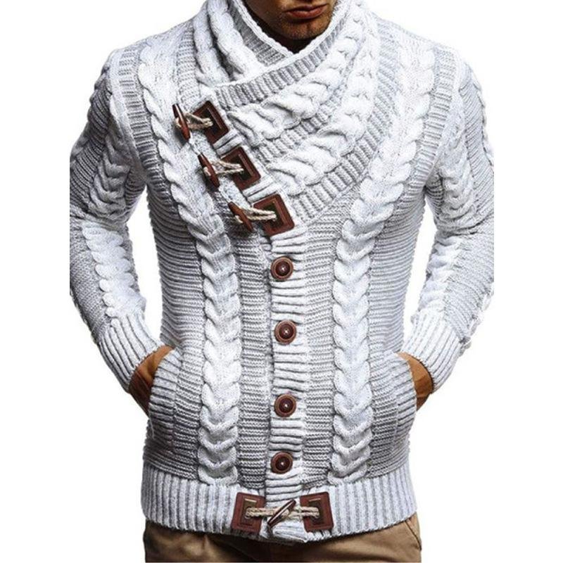 Men's Turtleneck Button Knitted Coat Sweater Large Size - VSMEE