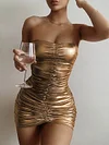 Shiny Bandeau Sexy Mini Dress