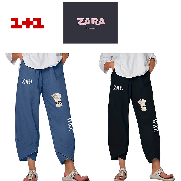 Dámské capri kalhoty Zara Casual Lněné, 2 ks