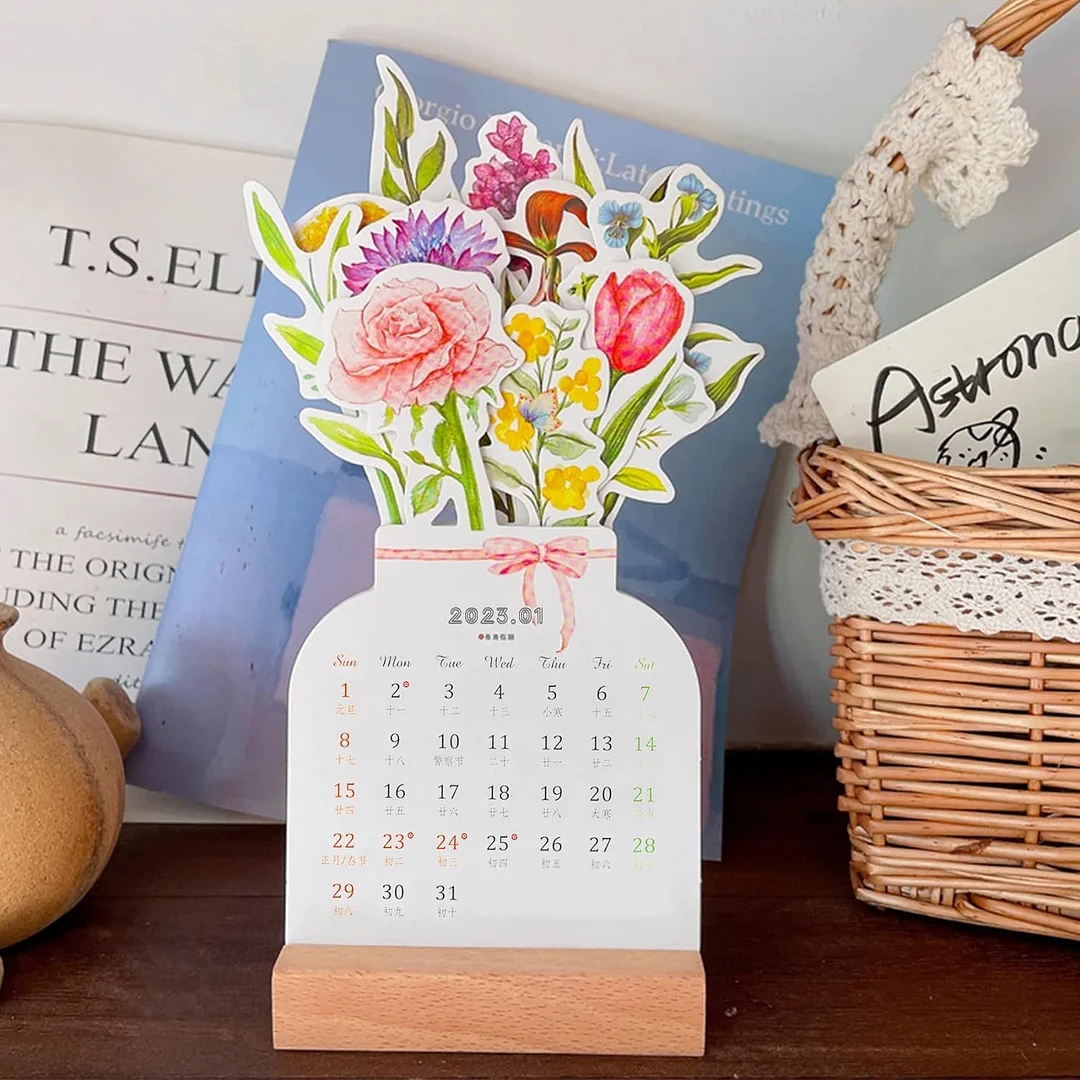 🔥Hot Sale - 2024 Bloomy Flowers Desk Calendar