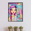 Diamond Painting-DIY Full Round Drill Girl with Purple Red Hair(40x50cm)