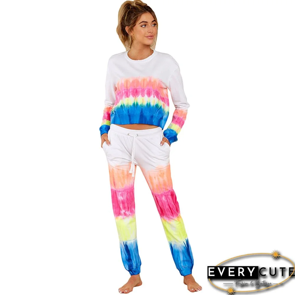 Blue Tie Dye Long Sleeve Pant Joggers Set