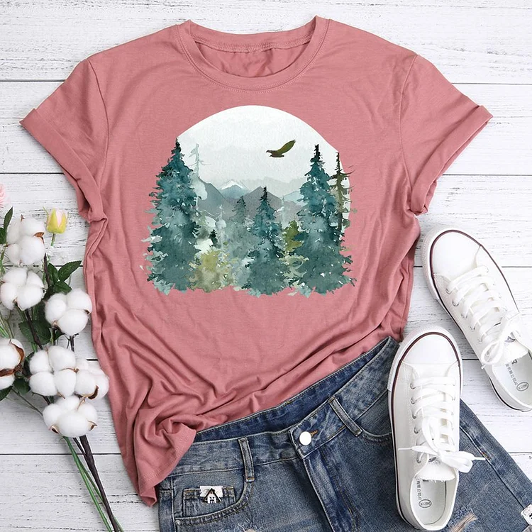 AL™  Mountains nature T-Shirt Tee -06265-Annaletters