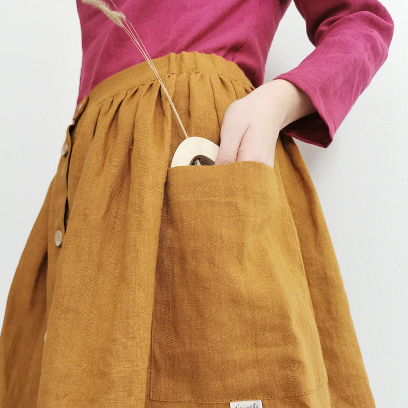 Solid Color Cotton And Linen Skirt hjn Shicloths