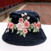 Women's Retro Ethnic Style Embroidered Denim Fisherman Bucket Hat