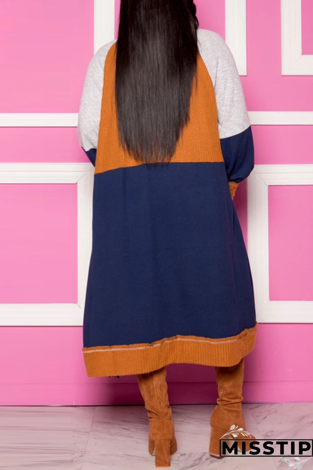 Black Fashion Simple Stitching Cashmere Cardigan
