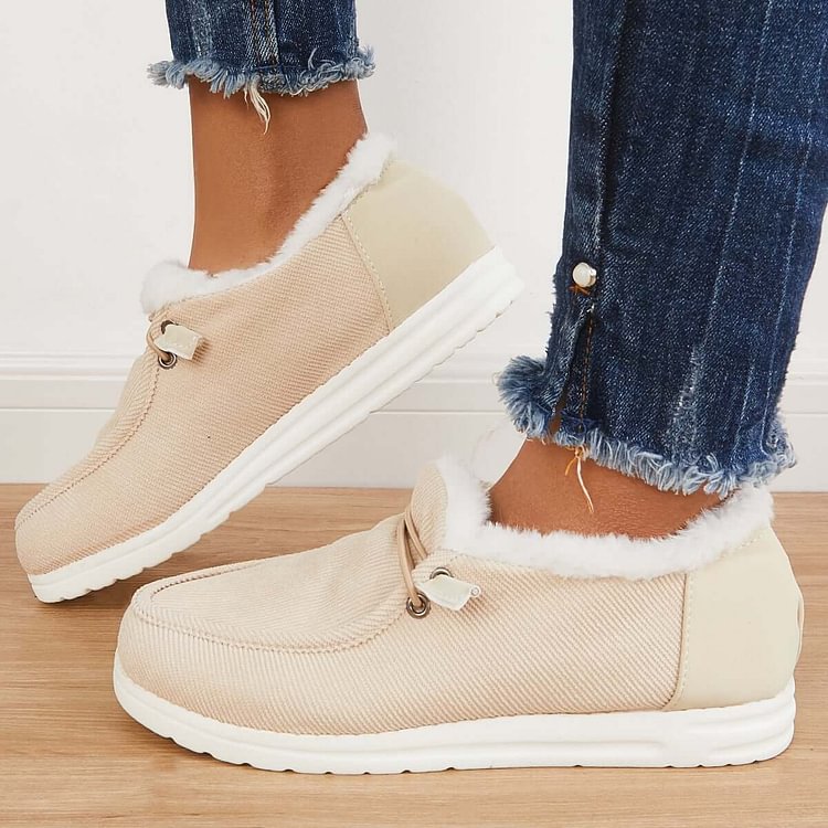 Women Flat Slip-On Bootie Warm Lining Ankle Snow Boots