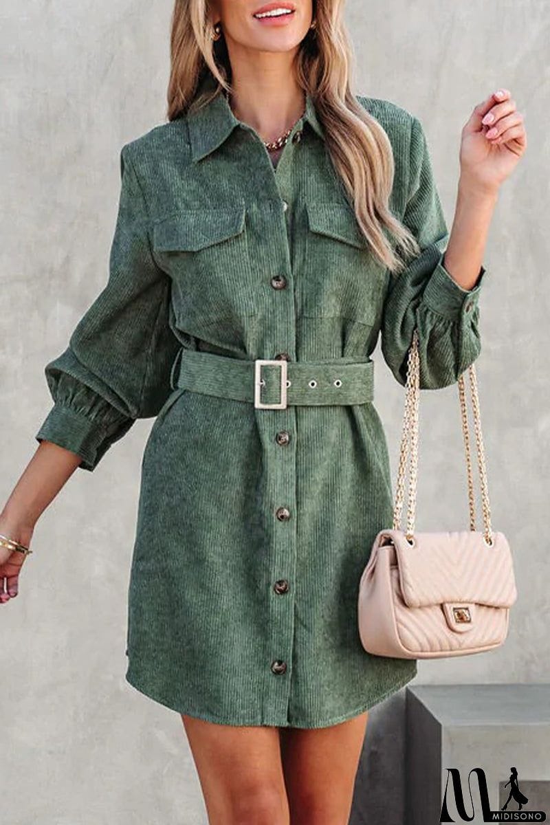 MidiSono - Sweet Elegant Pocket Frenulum Solid Color Square Collar A Line Dresses(3 Colors)