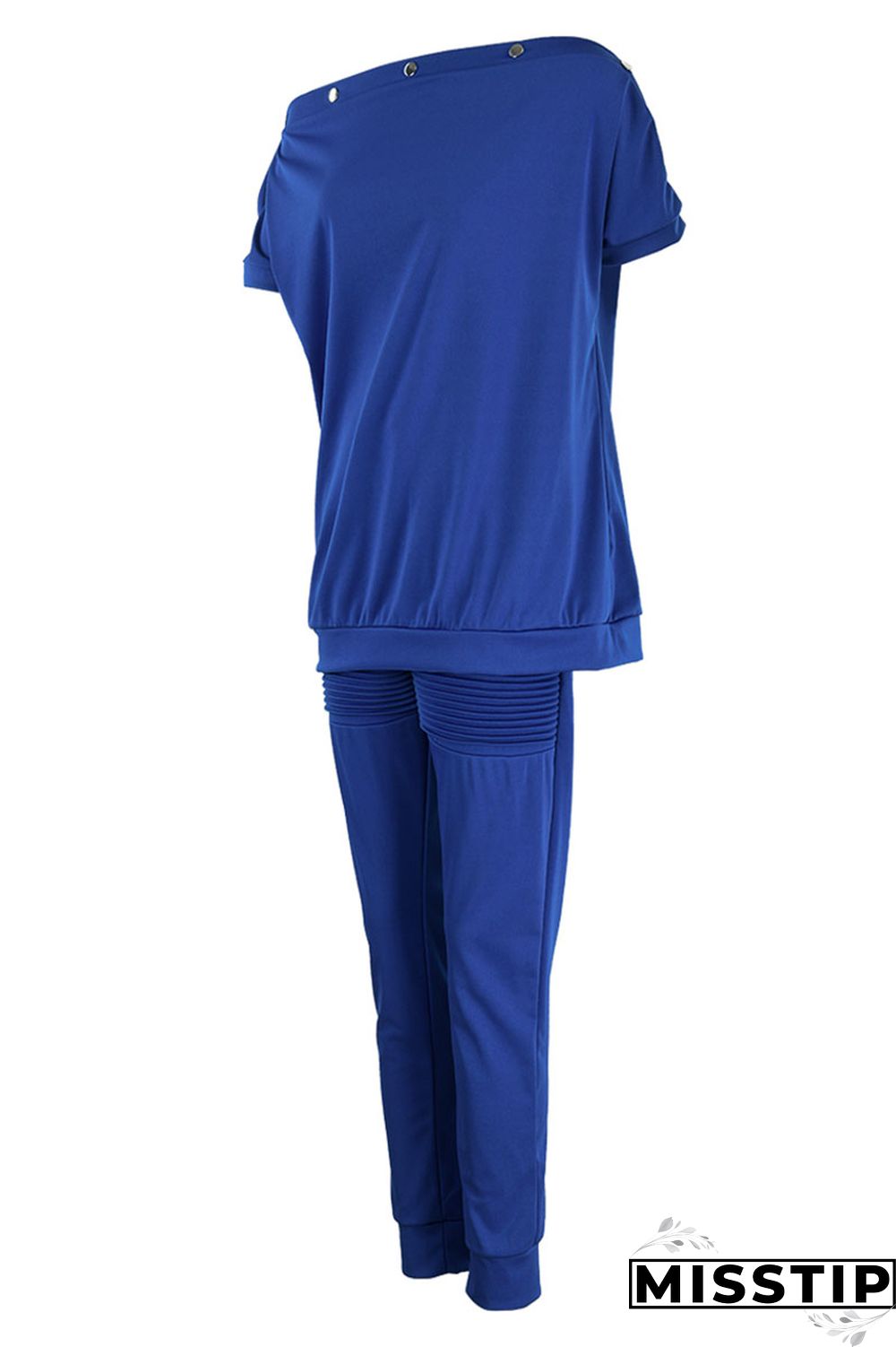 Black Casual Solid Patchwork Oblique Collar Short Sleeve Two Pieces