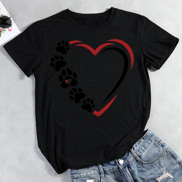 Dog Heart Round Neck T-shirt
