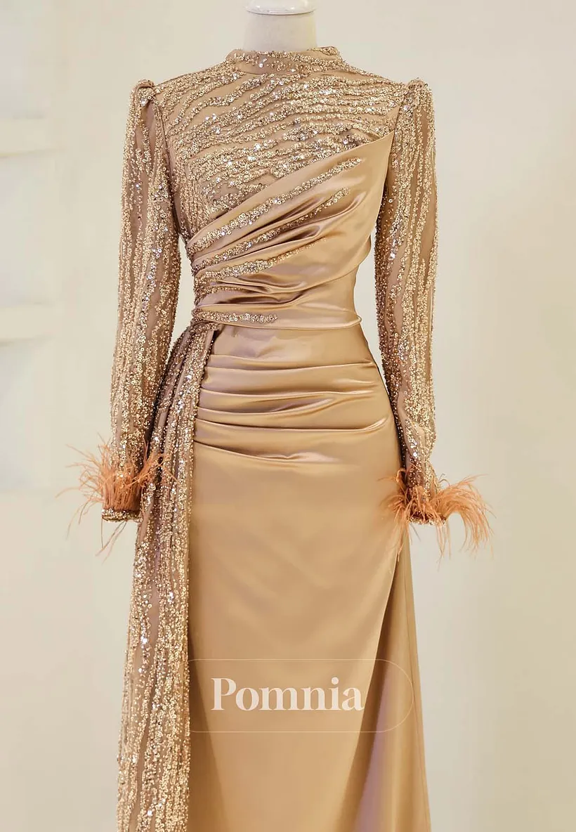 high neck empire waist dress Long Sleeves Empire-Waist Ruched Feathers Formal Evening empire waist dress regency Katie Midaxi Dress - Extra large The fitted waist and Size:Dress Size Pants: 44