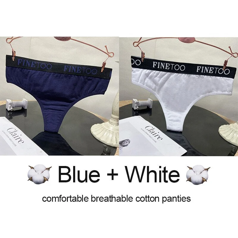2PCS/Set Cotton Lingerie Women's Underwear Panties Sexy Thong Underpants Female Briefs Intimates G-String Pantys Cotton Panties