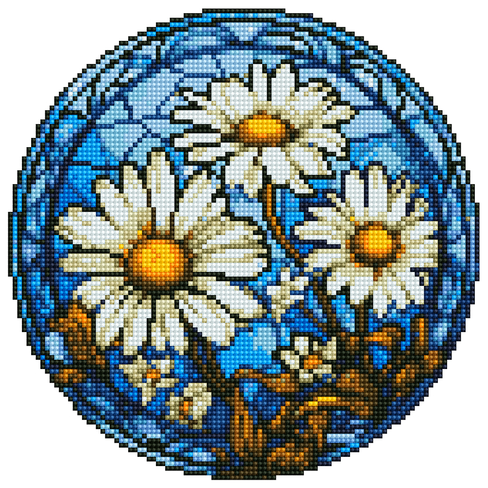 DIY White Daisies Glass Painting Diamond Painting Free Sticker