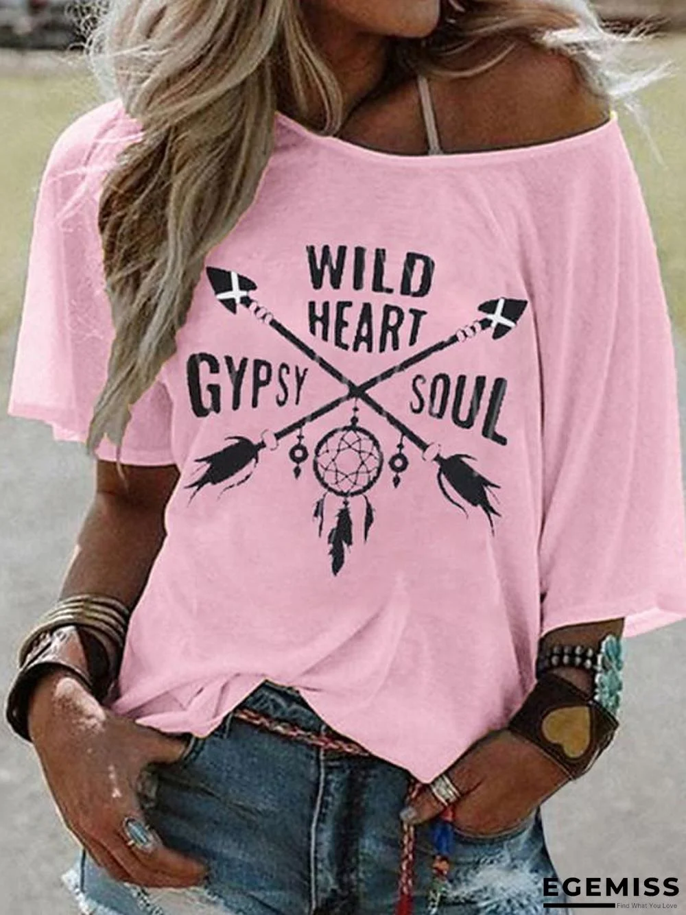 Women's T-shirt Geometric Print Round Neck Tops Basic Top White Yellow Blushing Pink | EGEMISS