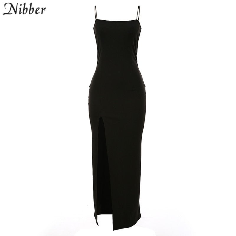 Nibber red black New year christmas party long dresses women 2021 spring Basic bodycon lace up stretch Slim midi dresses femme