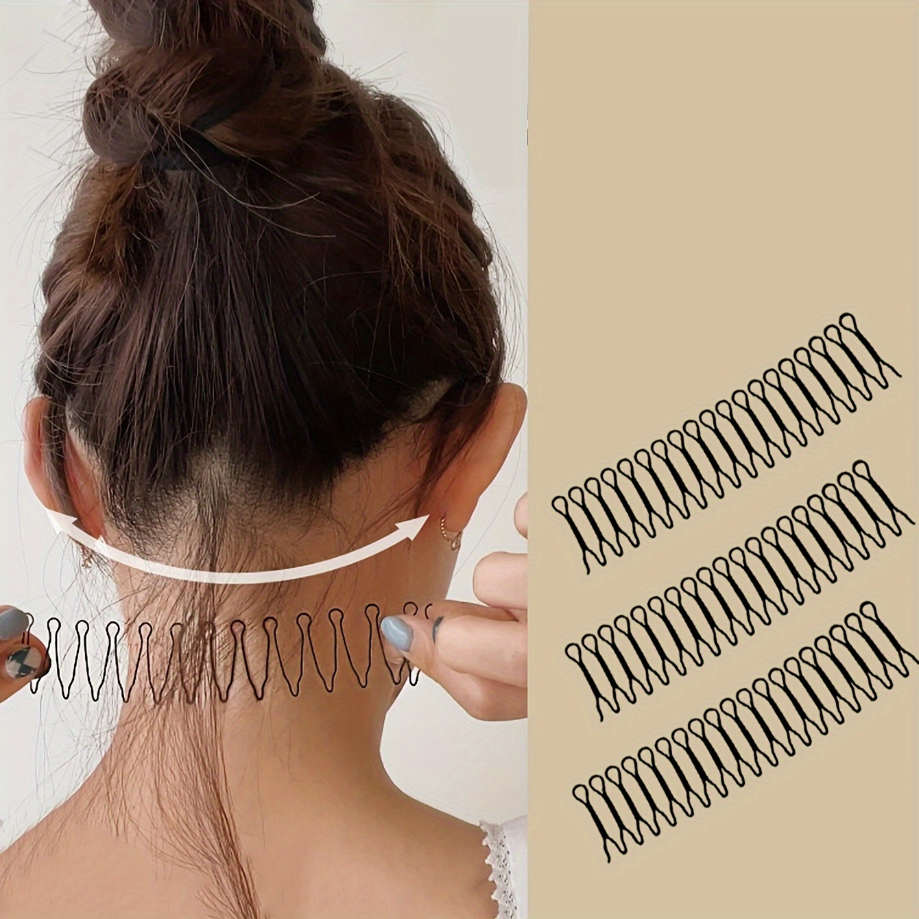 Set of 3 Wave Hair Clips for Bangs Hair Holder, Minimalist Elegant Alloy Hollow Oval Hair Styling Tools for Taming Flyaways - Solid Color, Suitable for Ages 14+