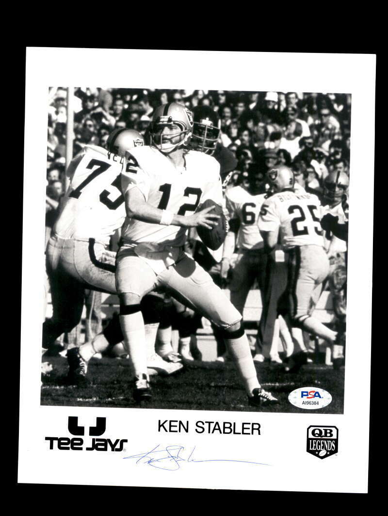 Ken Stabler PSA DNA Coa Signed 8x10 Autograph Photo Poster painting