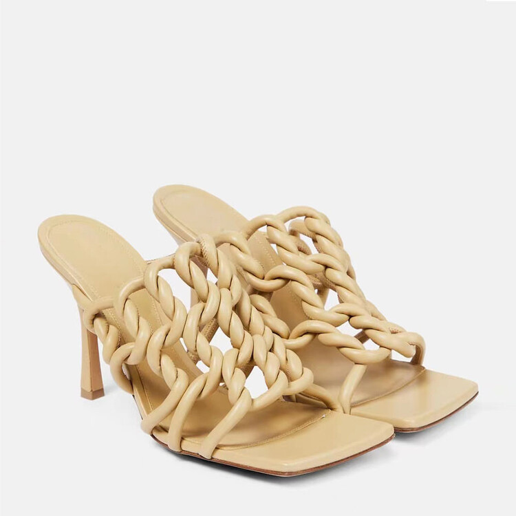 GOOSHOE High-heeled Woven Walking Sandals Slippers Women