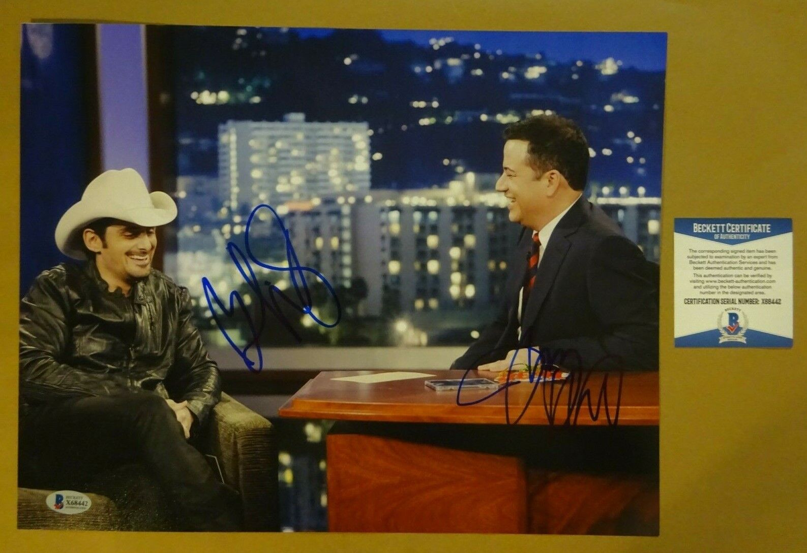 Signed BRAD PAISLEY & JIMMY KIMMEL Autographed 11X14 Photo Poster painting BECKETT COA BAS