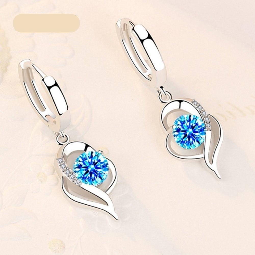 Sterling Silver Women Fashion Jewelry High Quality Crystal Zircon Earrings