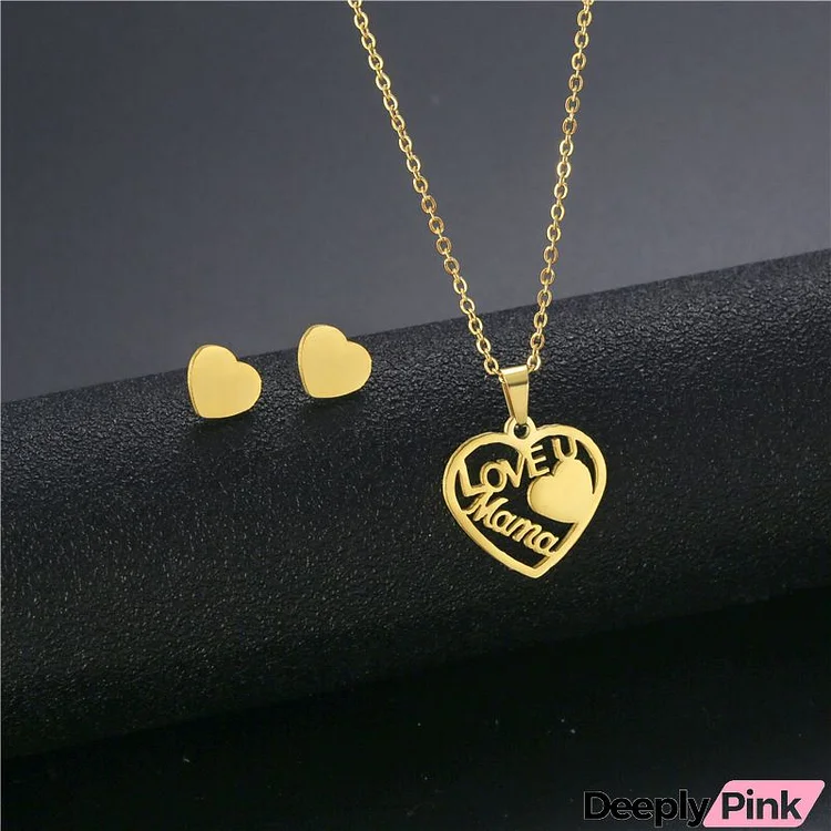 Women Fashion Butterfly Elephant Smiley Stainless Steel Necklace Earrings Set